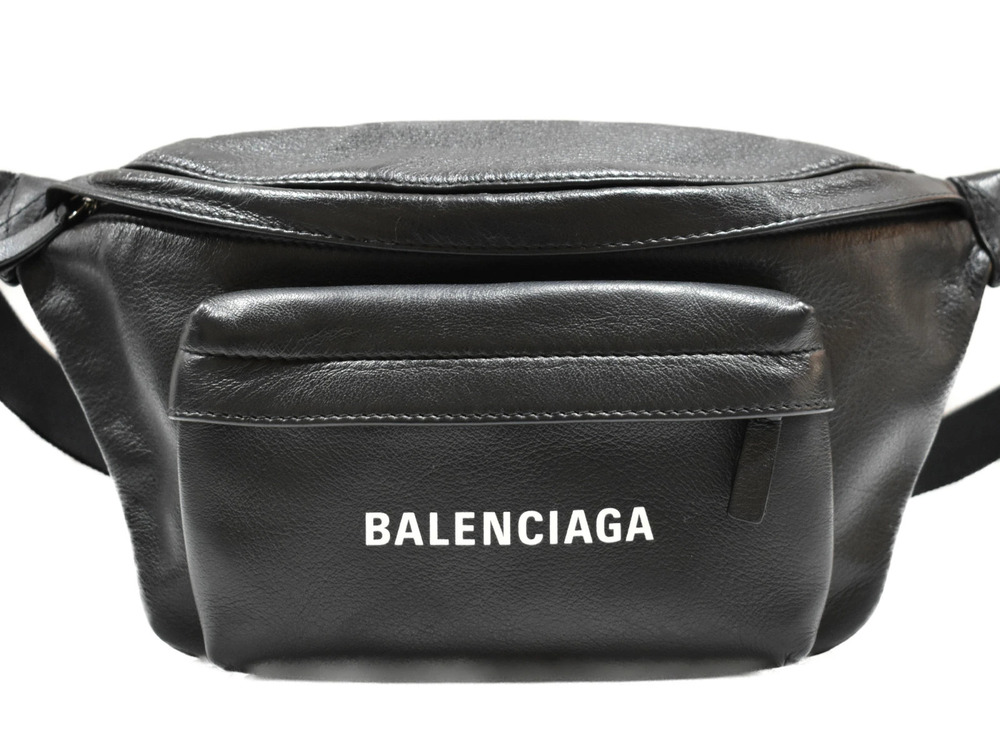 Balenciaga Waist Leather Bum Clutch Belt Black Crossbody Belt Body Bag Black